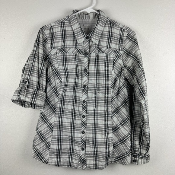 COLUMBIA‎ Womens Vented Hiking long sleeve button roll tab plaid shirt - M - Picture 1 of 12